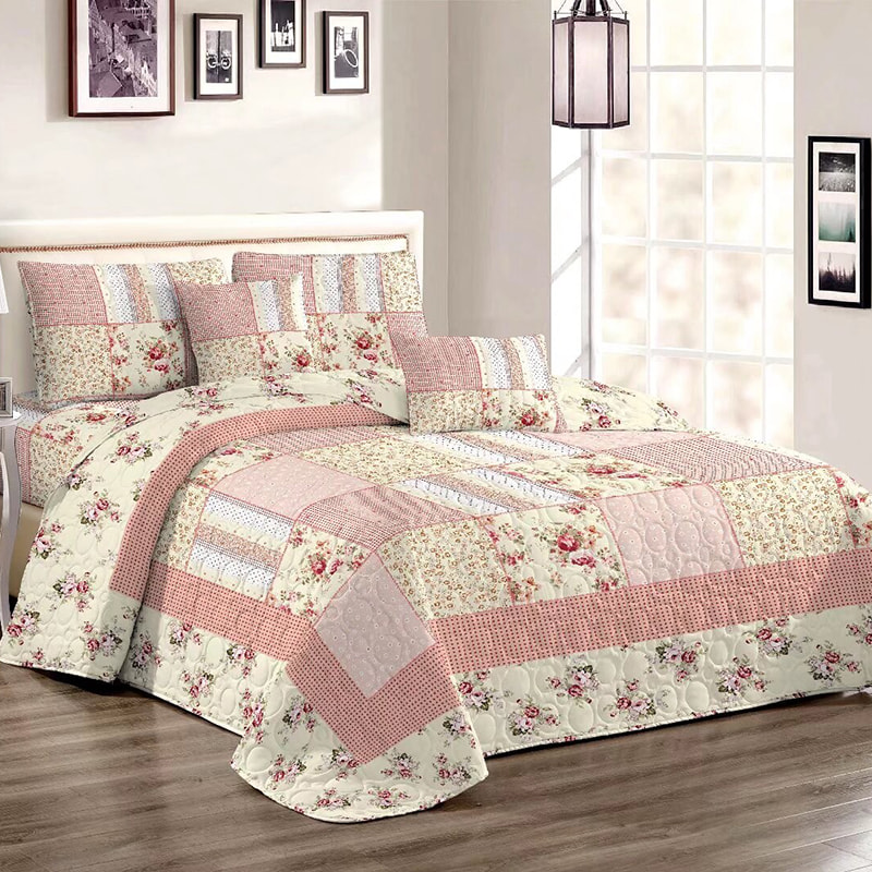 Quilted মুদ্রিত বিছানা কভার সেট