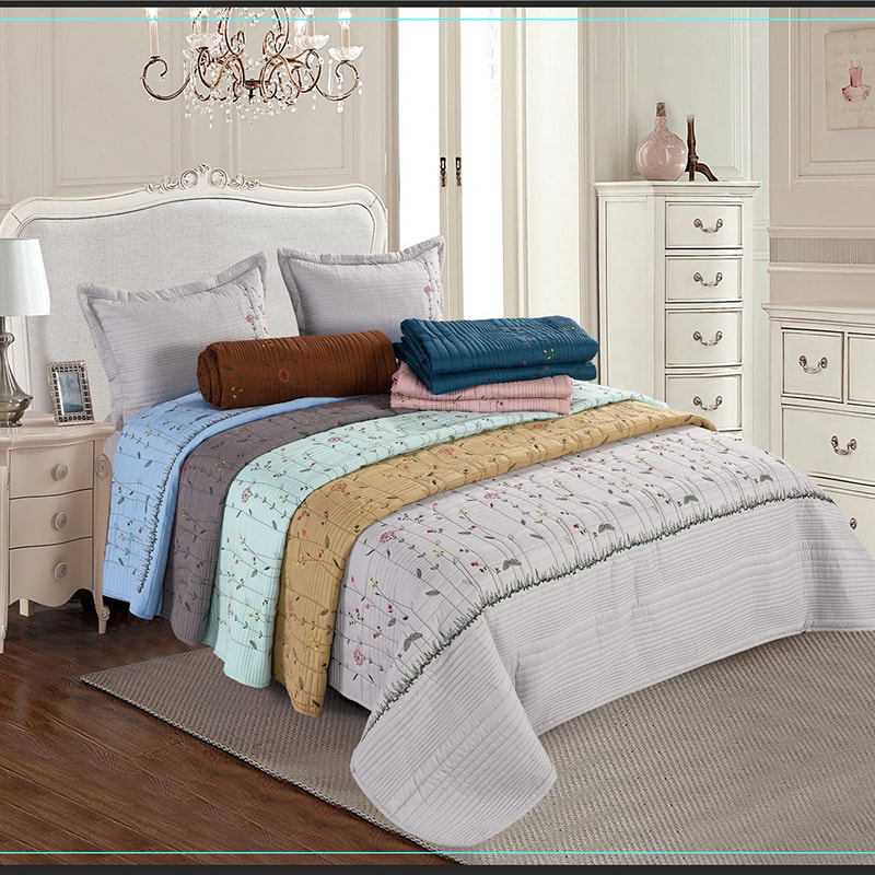 Quilted সূচিকর্ম বিছানা কভার
